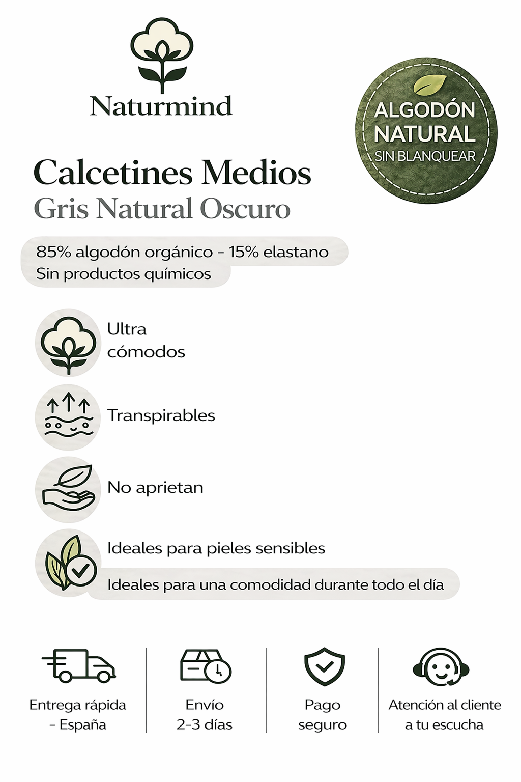 Calcetines medianos gris oscuro