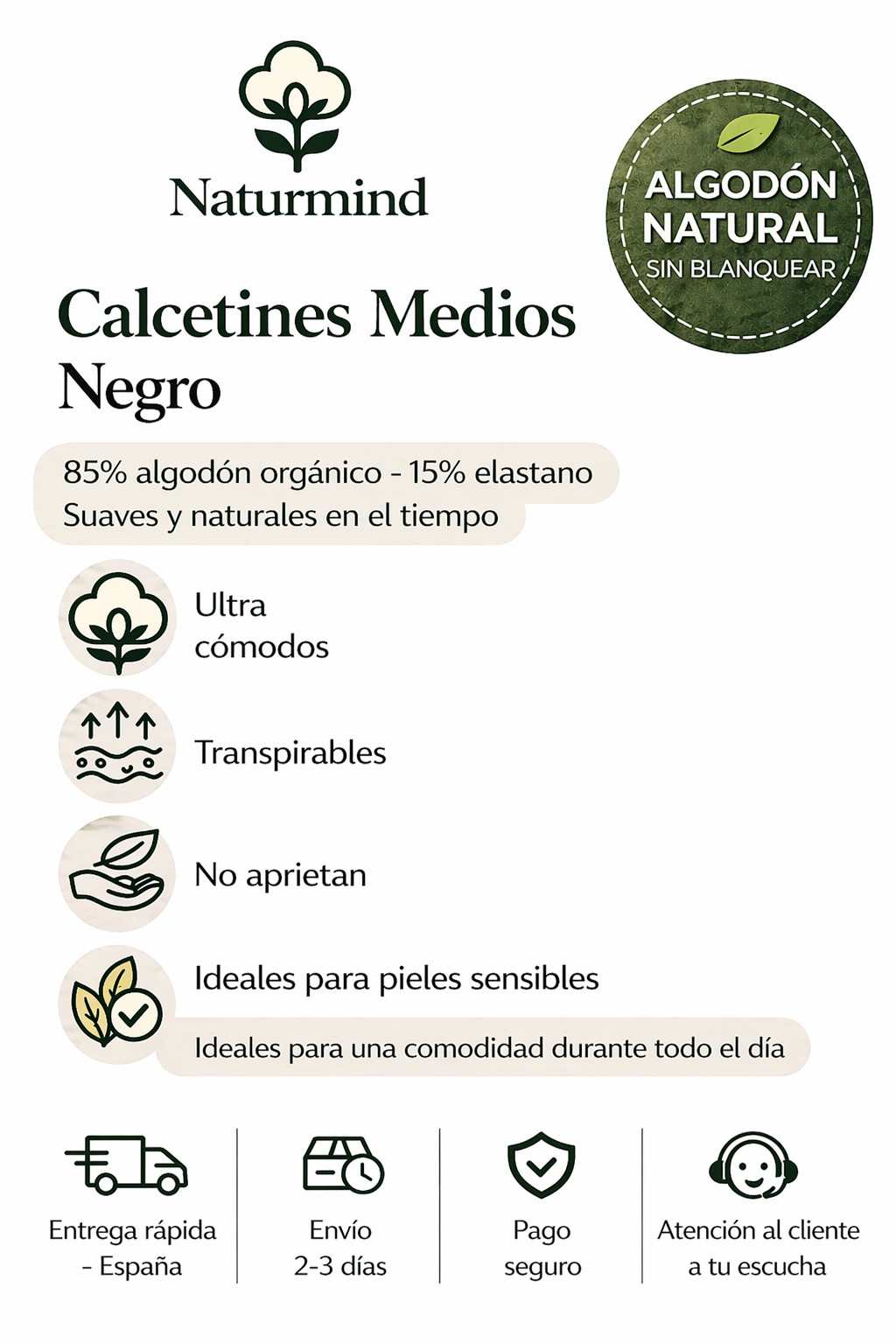 Calcetines de media caña negros