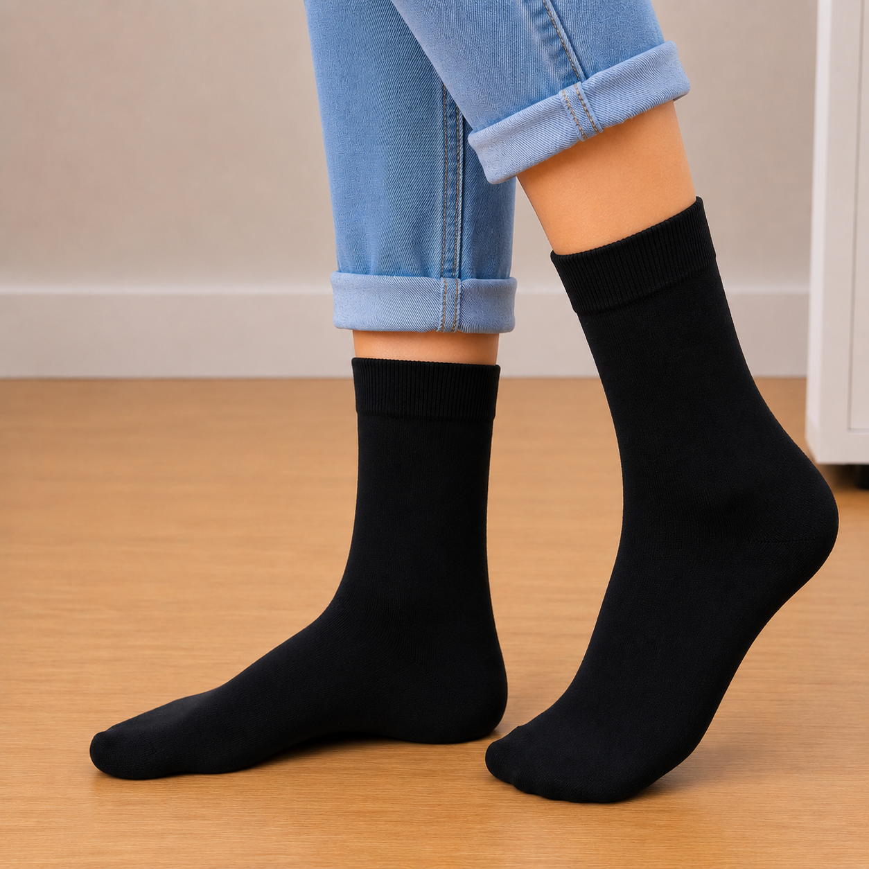 Calcetines largos negros finos