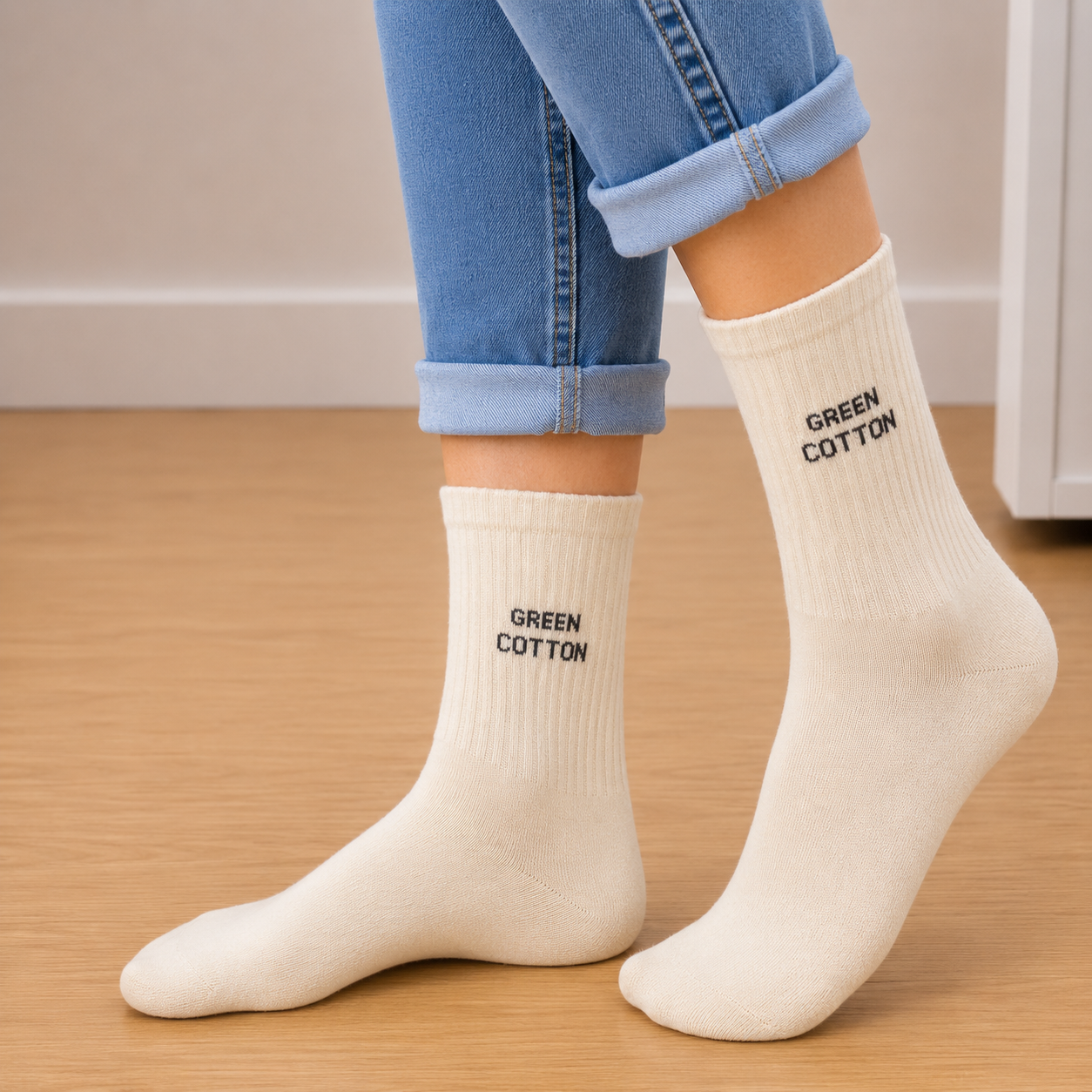 Calcetines largos color crema