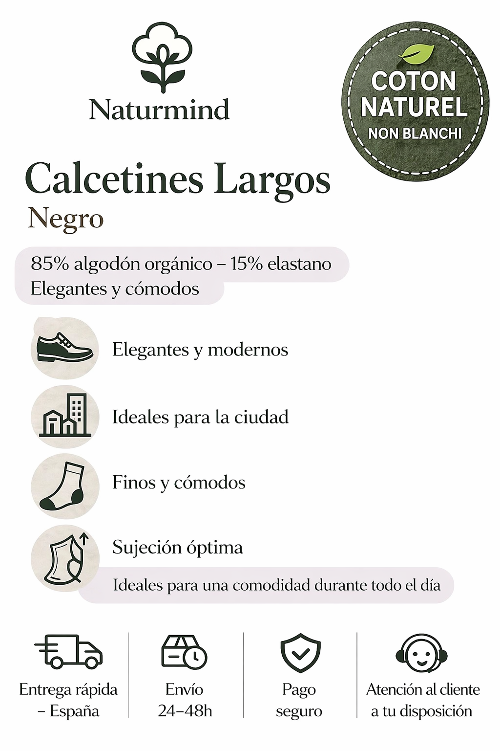 Calcetines largos negros finos