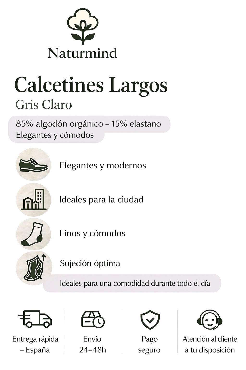Calcetines finos Gris Claro largos