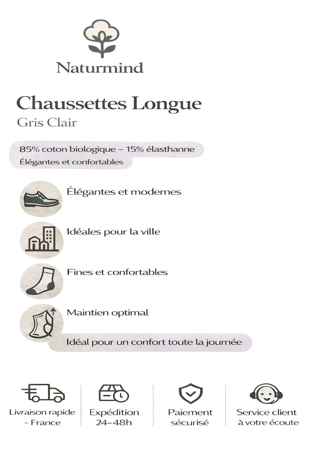 Calcetines finos Gris Claro largos
