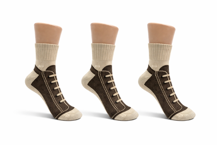 Juego de 3 calcetines de lona marrón para adultos
