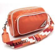 bolso de cuero naranja
