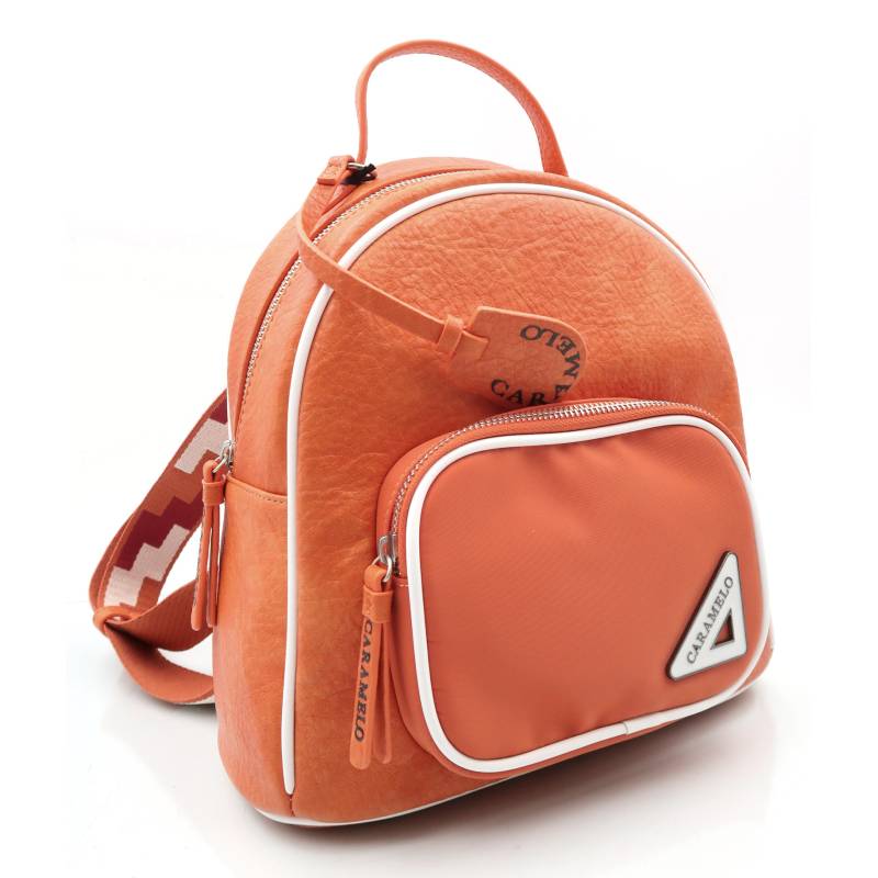 Mochila de cuero naranja