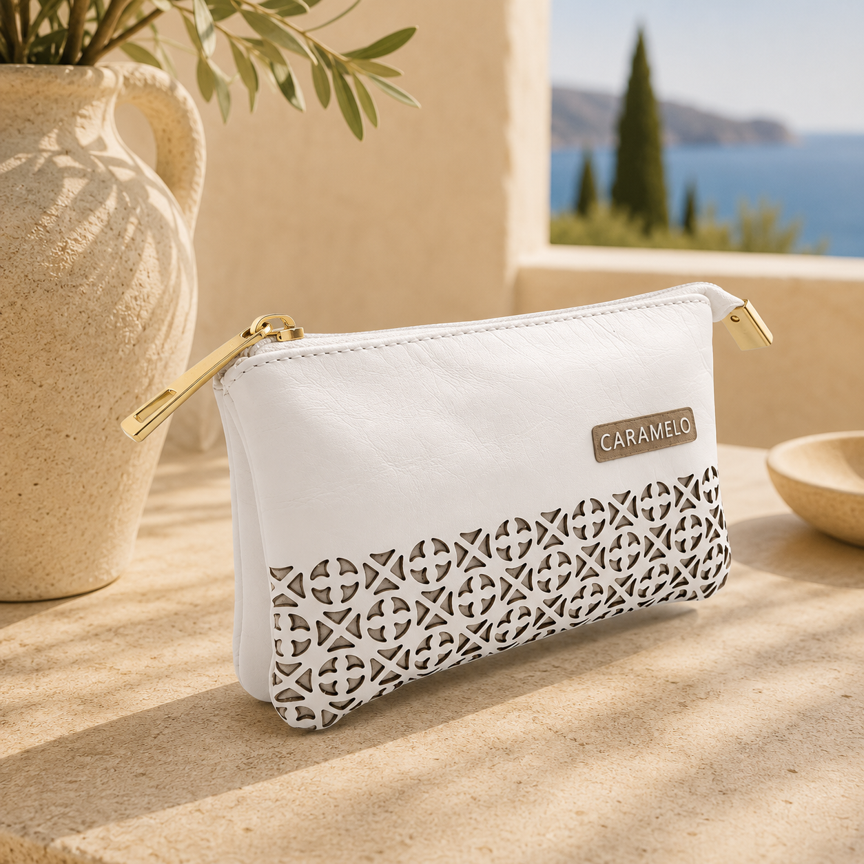 Cartera de cuero blanca