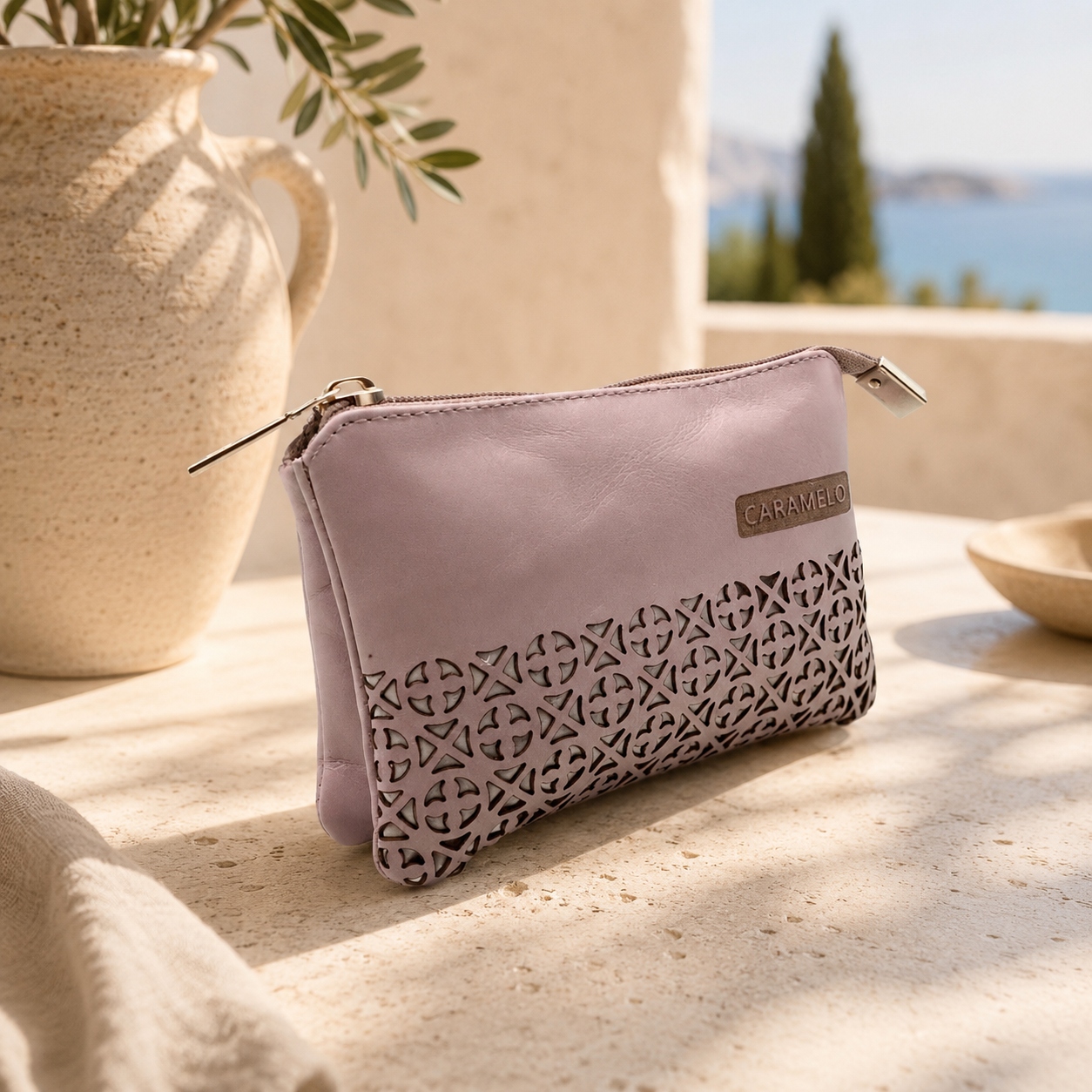 Cartera de piel "nude"