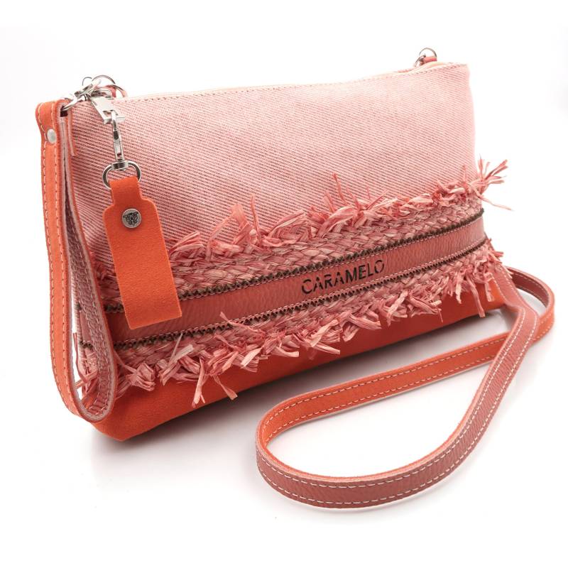 Bolso de hombro color coral