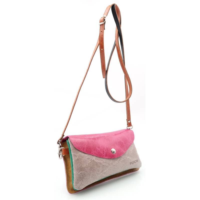 Bolso de hombro de piel bicolor