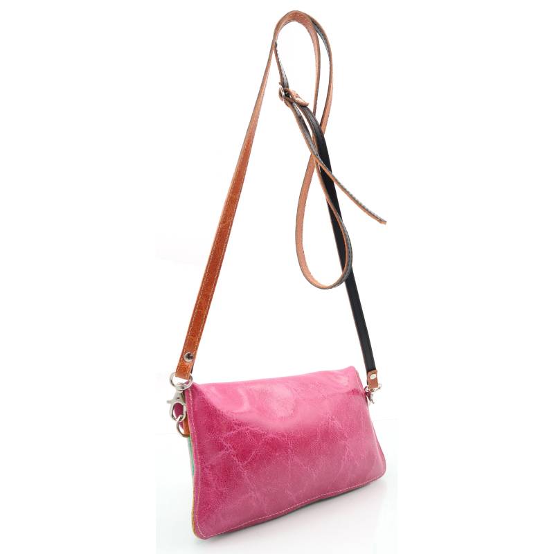 Bolso de hombro de piel bicolor