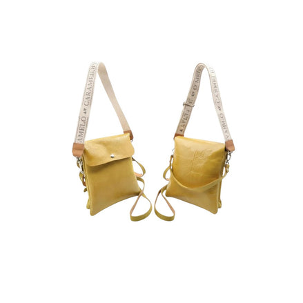cartera de cuero amarilla