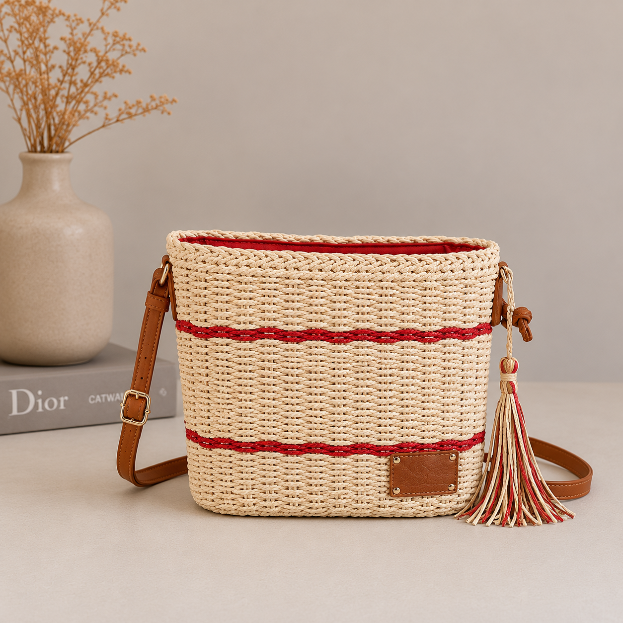 Bolso de hombro rojo