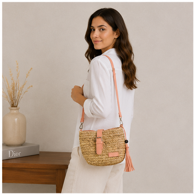Bolso de hombro trenzado naranja