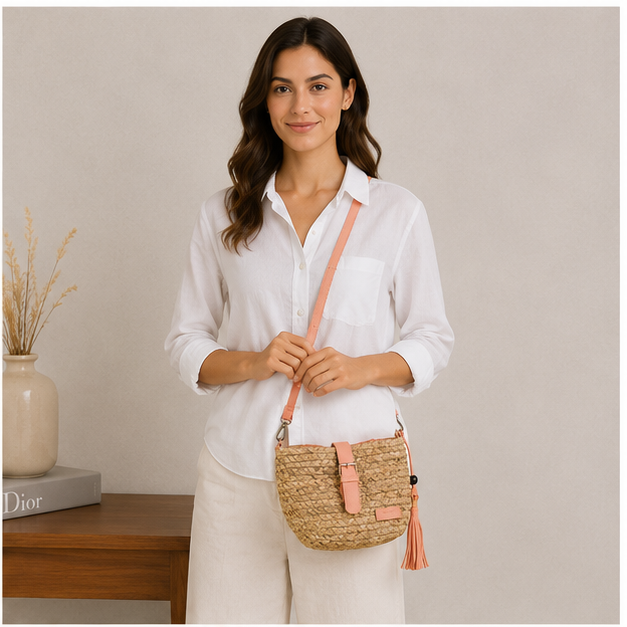 Bolso de hombro trenzado naranja