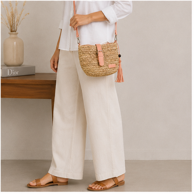 Bolso de hombro trenzado naranja