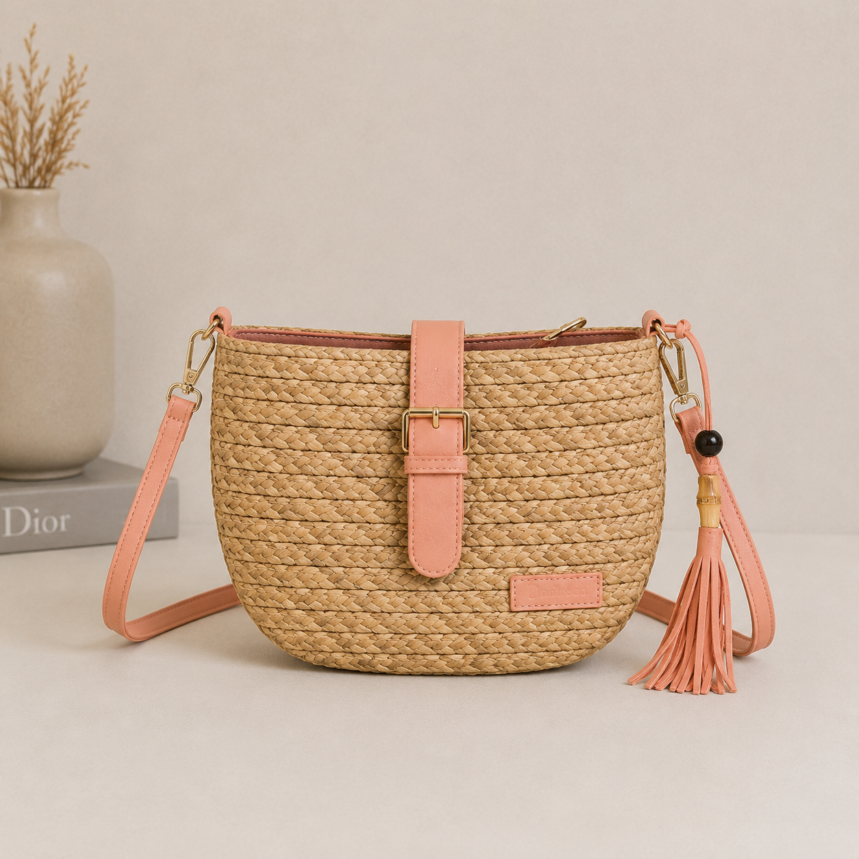 Bolso de hombro trenzado naranja