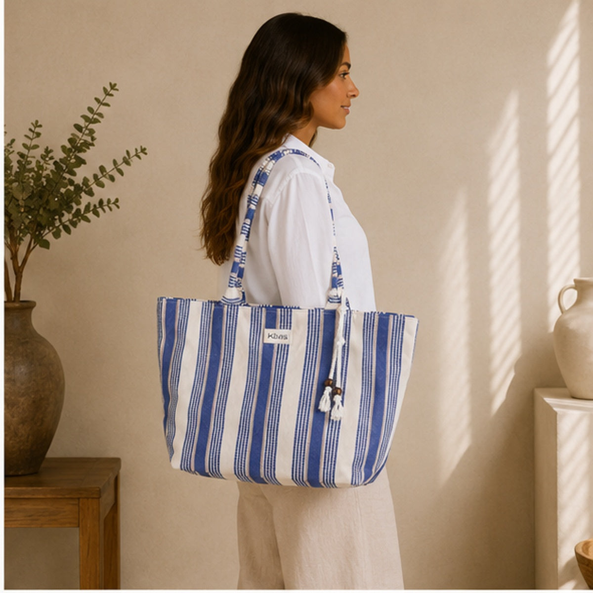 bolsa de algodón azul