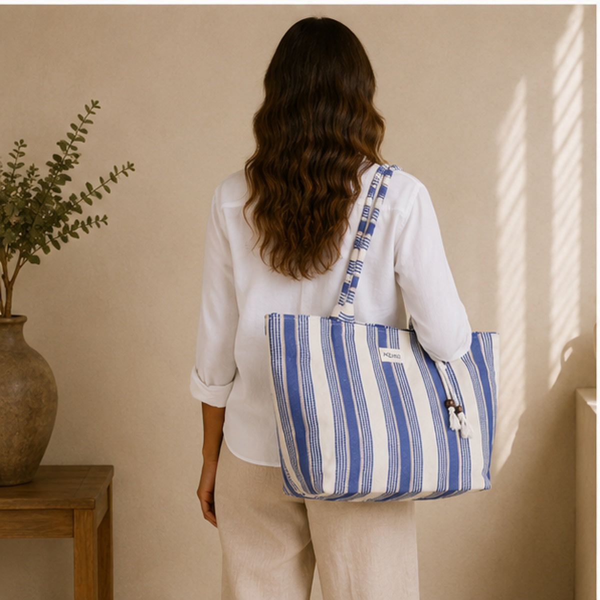 bolsa de algodón azul