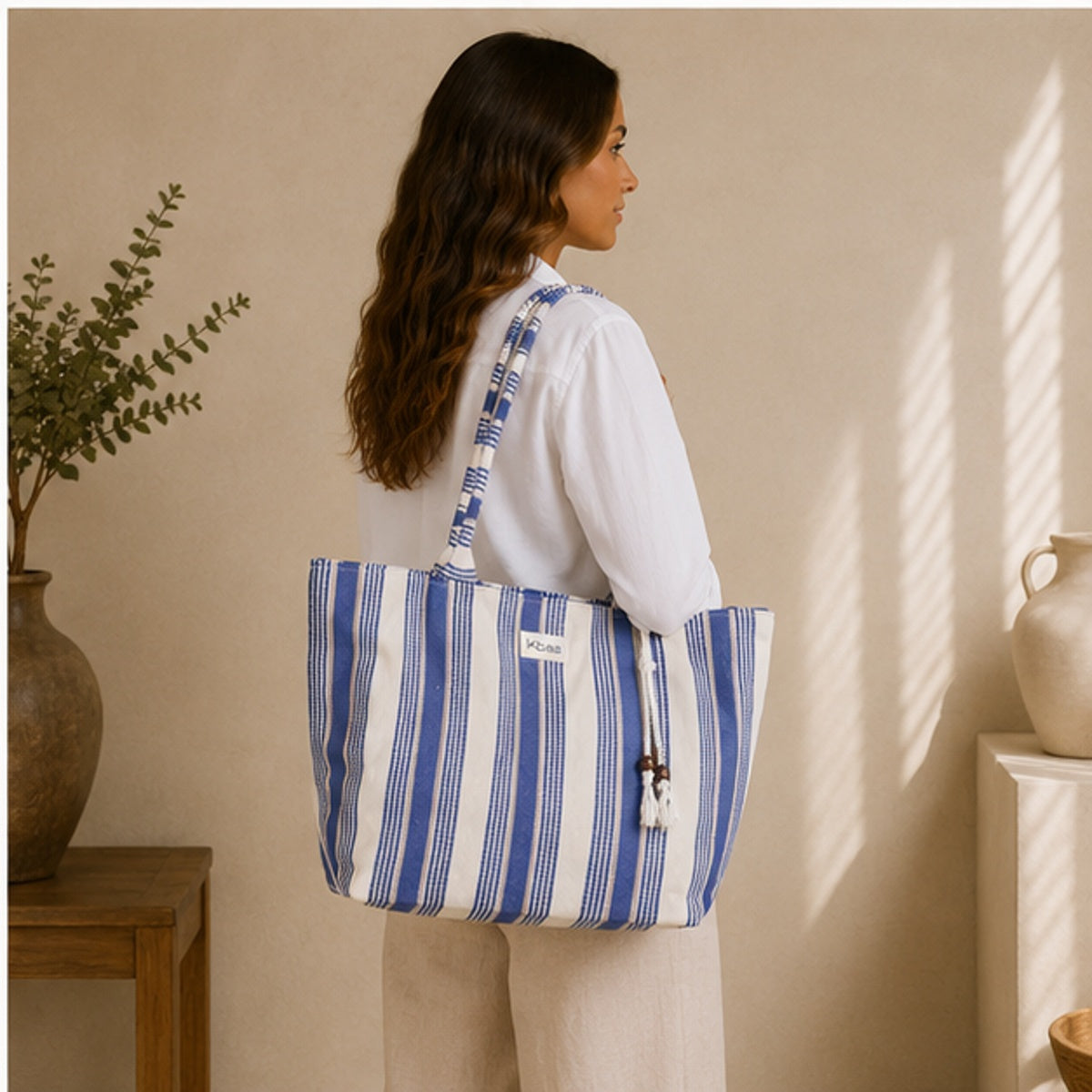bolsa de algodón azul