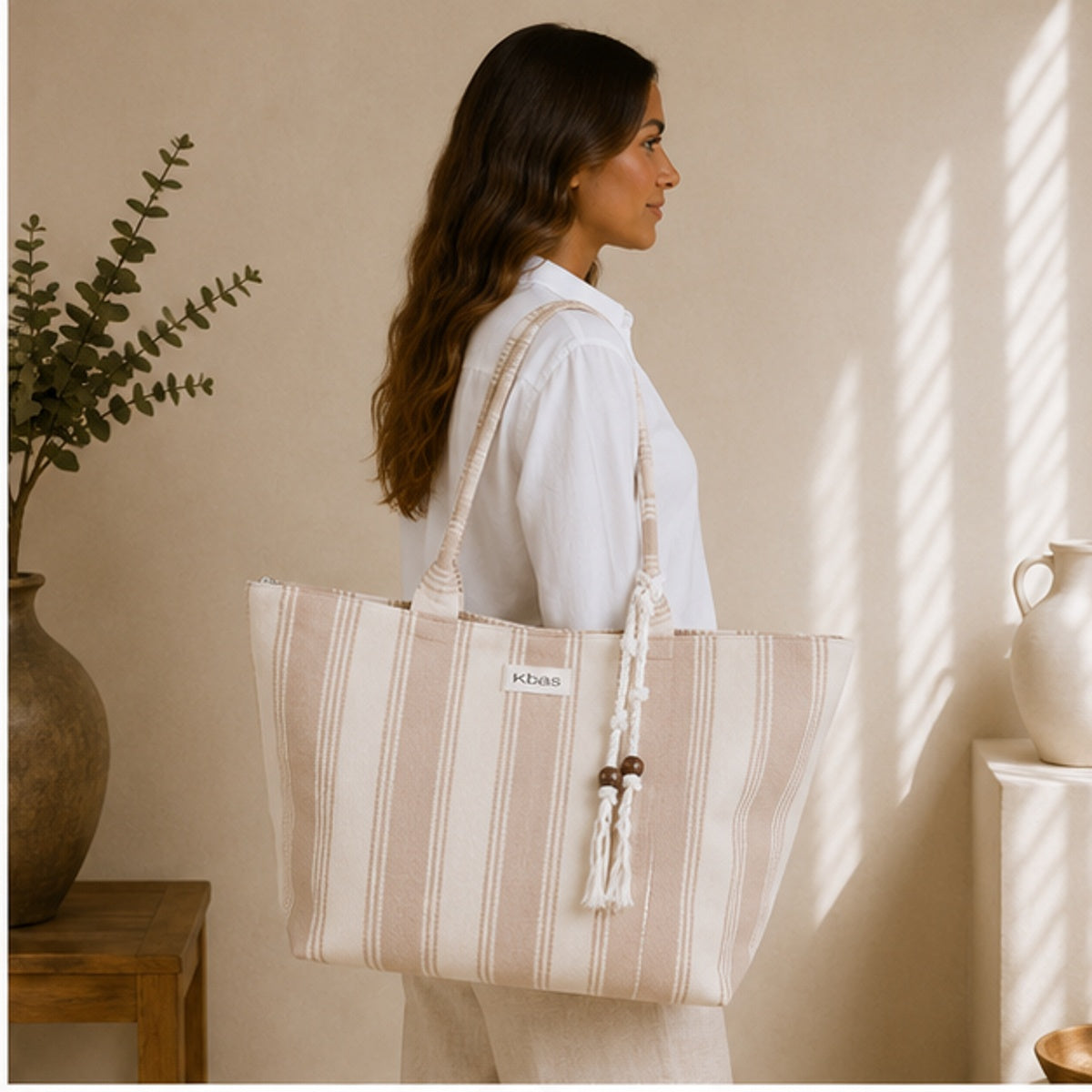 bolsa de algodón beige