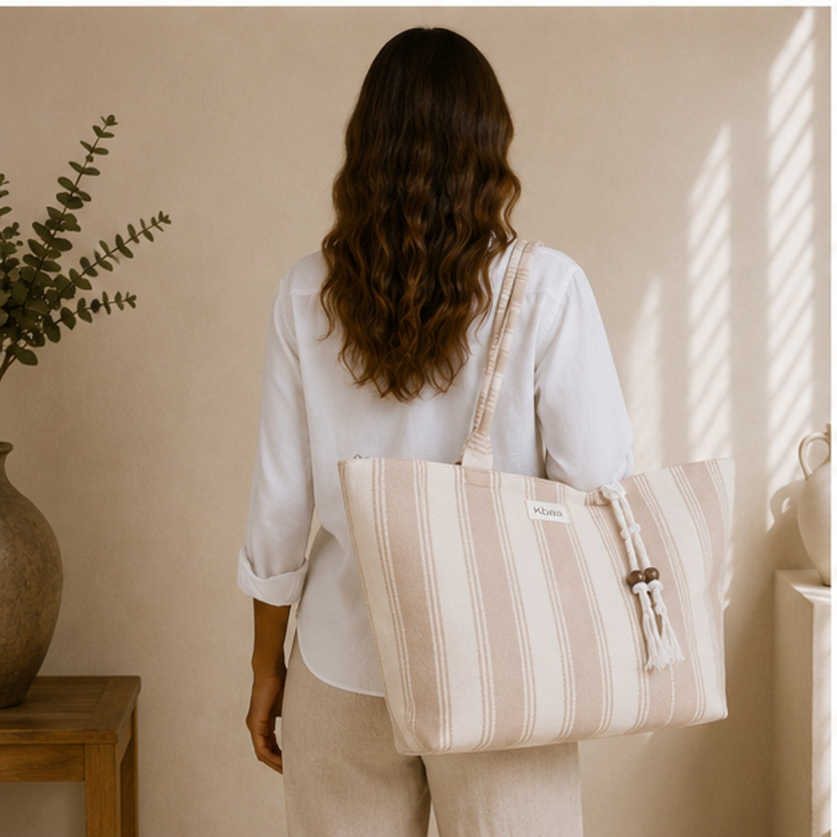bolsa de algodón beige