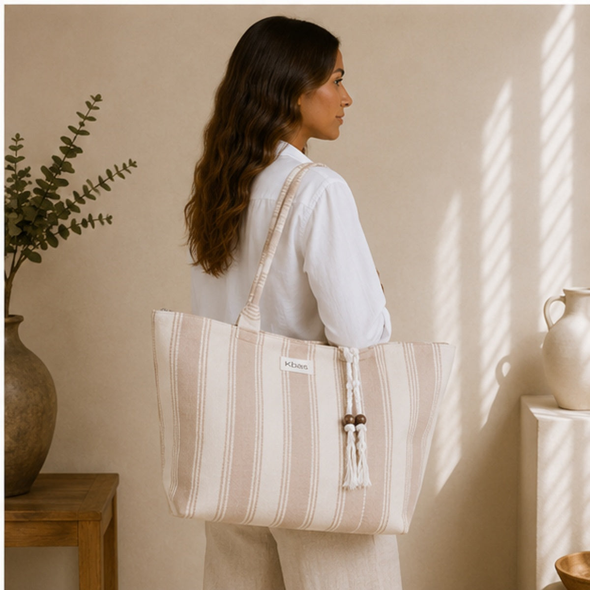 bolsa de algodón beige