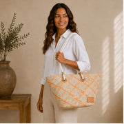 Bolso tote tejido naranja