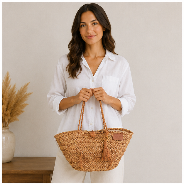 bolsa de mimbre naranja