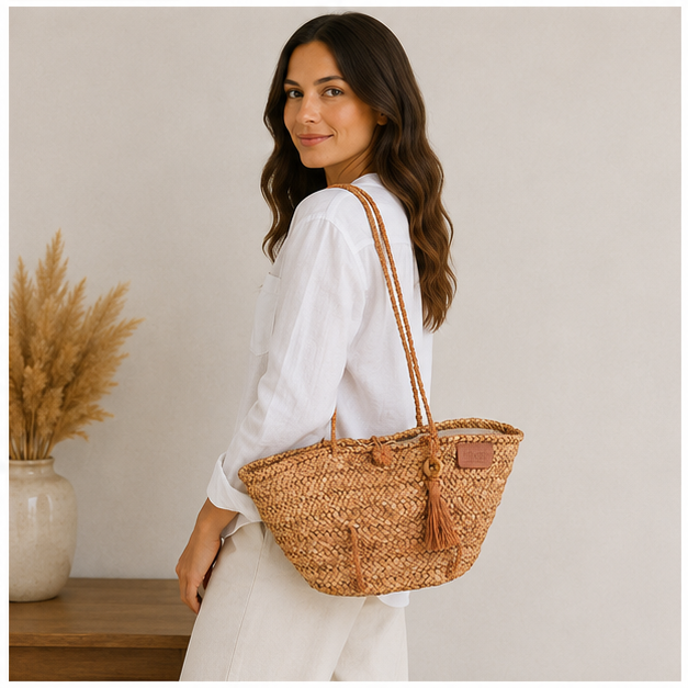 bolsa de mimbre naranja