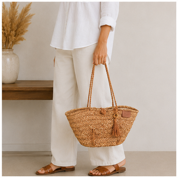 bolsa de mimbre naranja