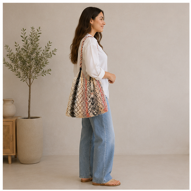 Bolsa de malla de algodón multicolor