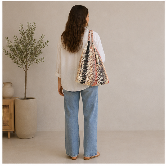 Bolsa de malla de algodón multicolor