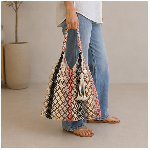 Bolsa de malla de algodón multicolor