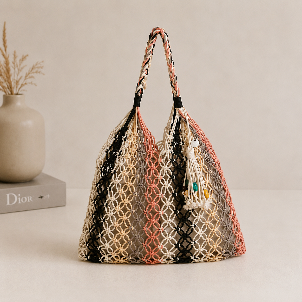 Bolsa de malla de algodón multicolor