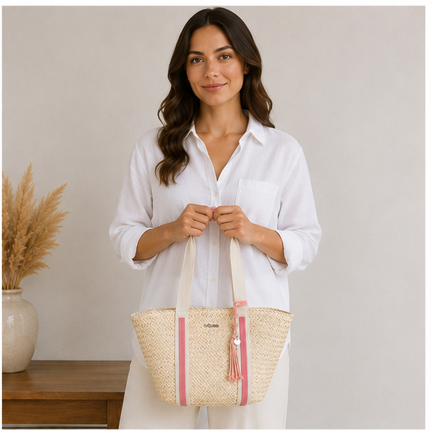 bolso de mano rosa