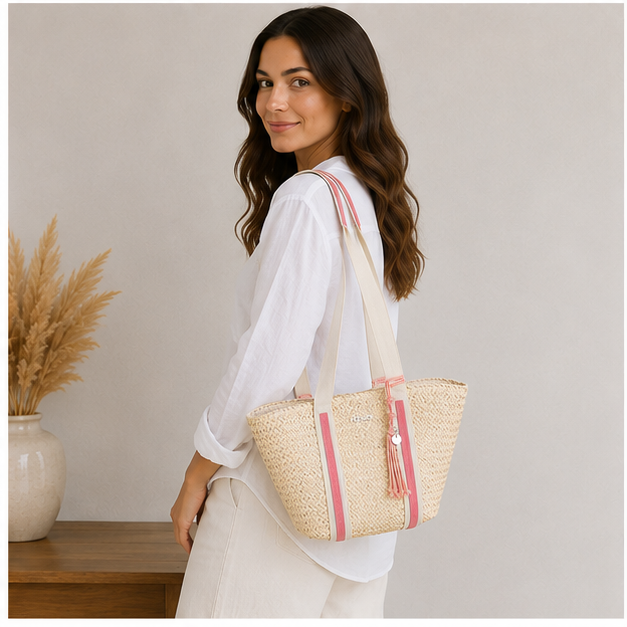 bolso de mano rosa