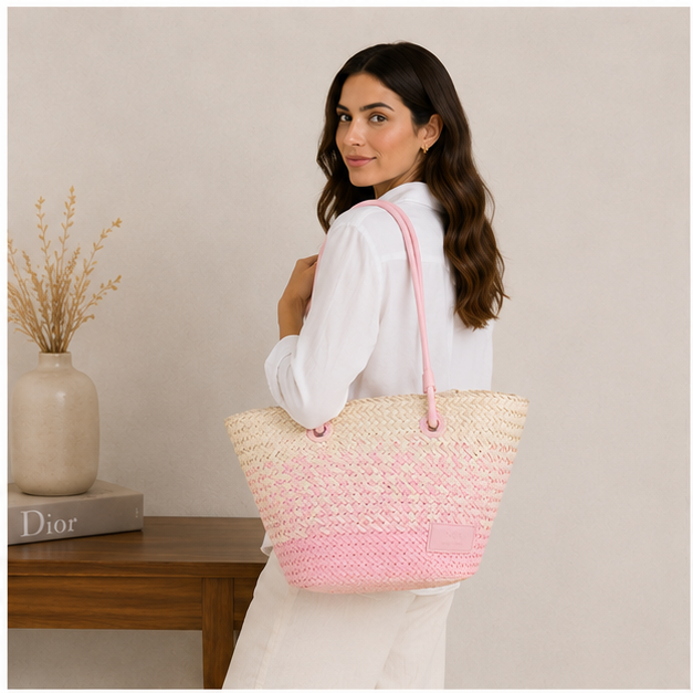 Bolso tote rosa con asas largas