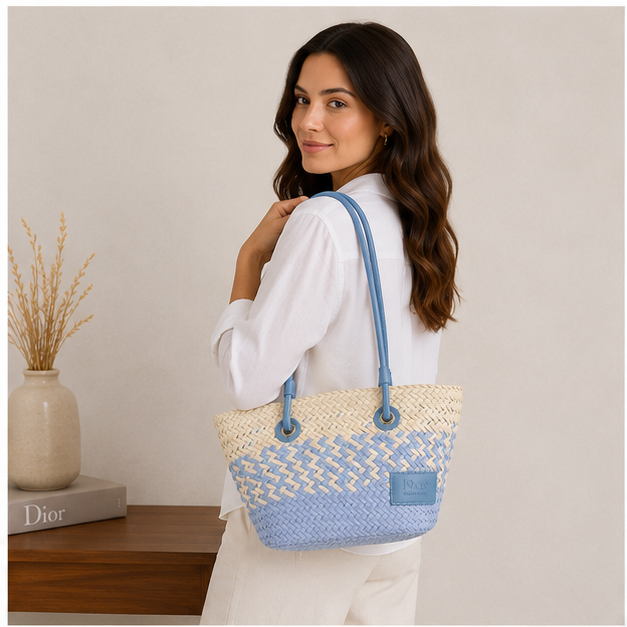 Bolso tote azul turquesa