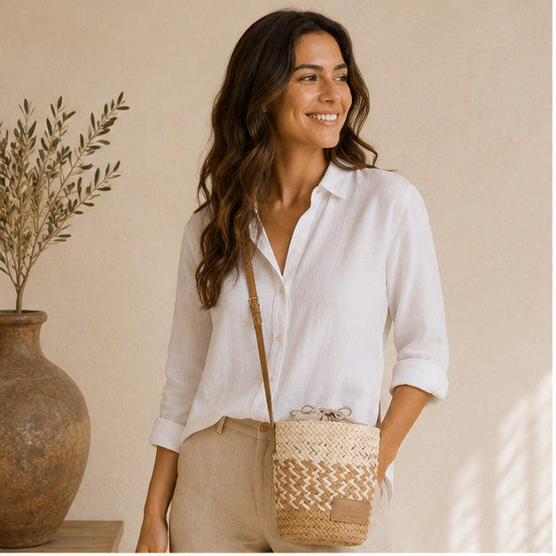Bolso de hombro beige