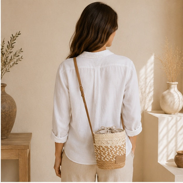 Bolso de hombro beige