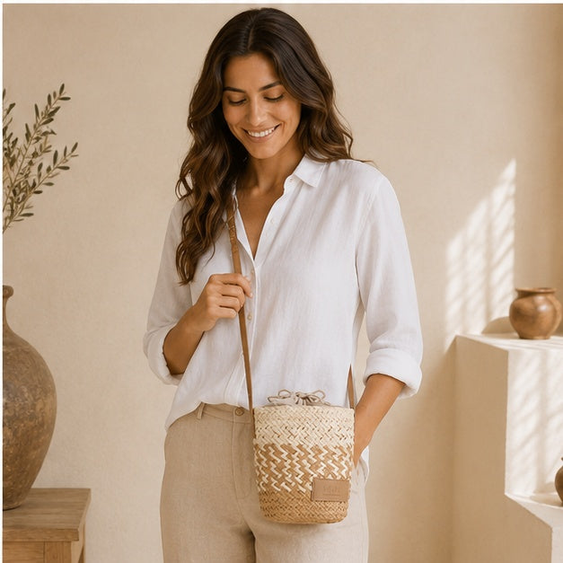 Bolso de hombro beige