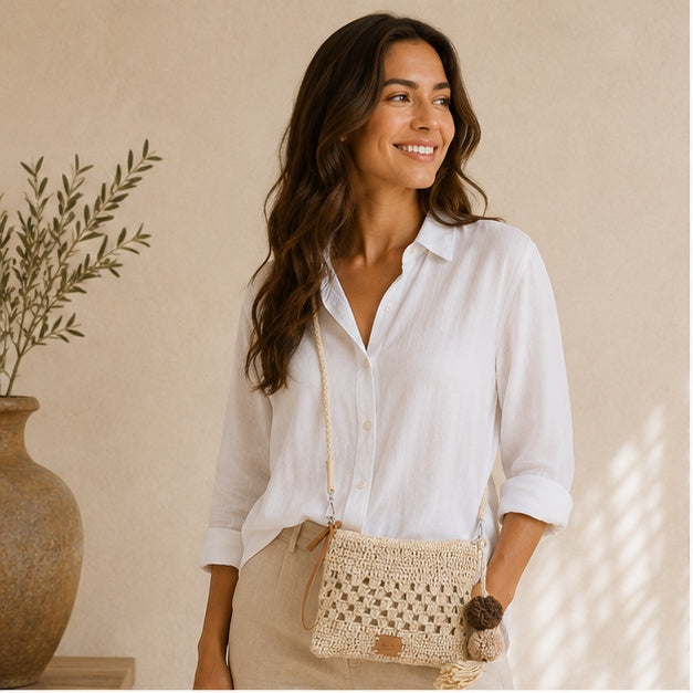 Bolso de hombro beige