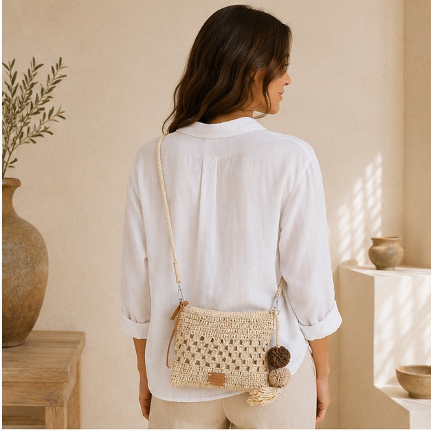 Bolso de hombro beige