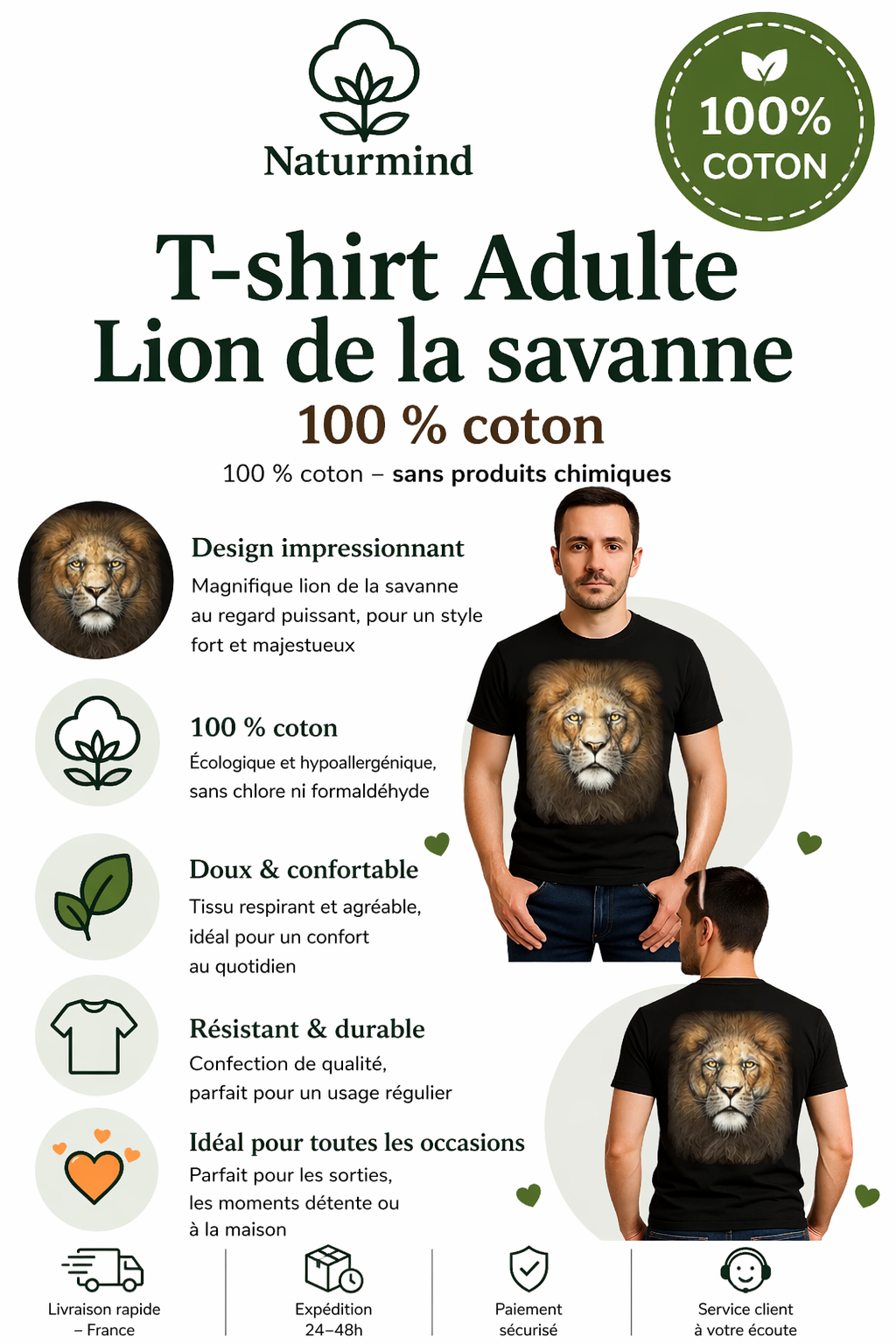 Camiseta para adultos - Savannah Lion