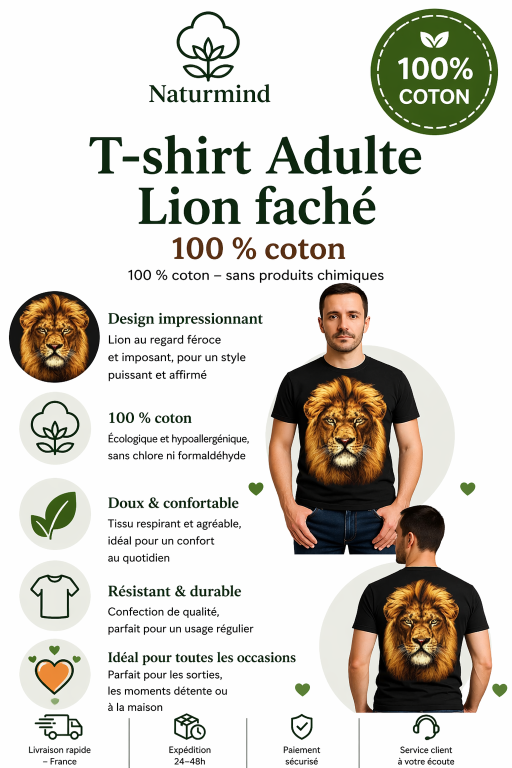 Camiseta de adulto de león enojado