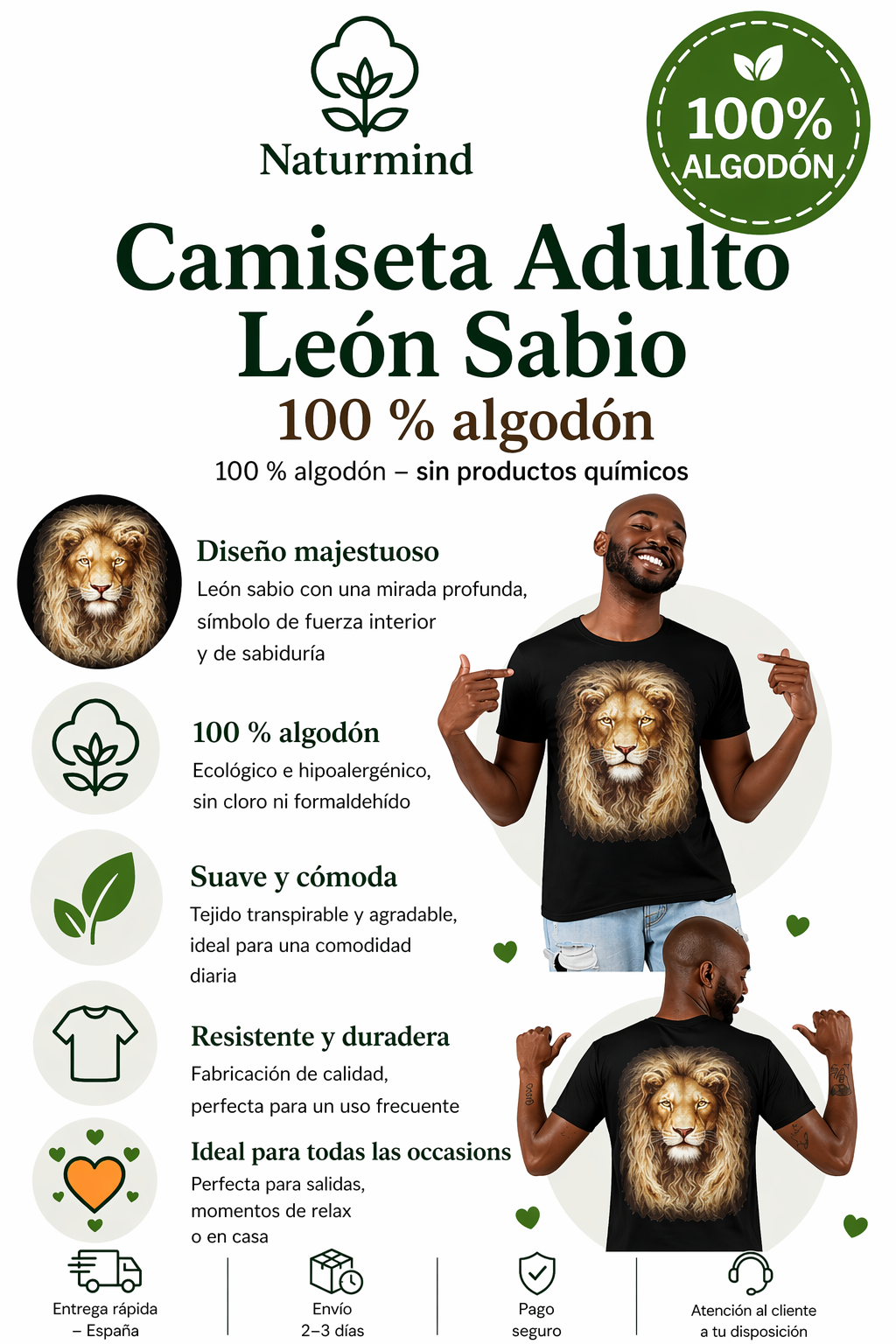 Camiseta de león sabio para adultos