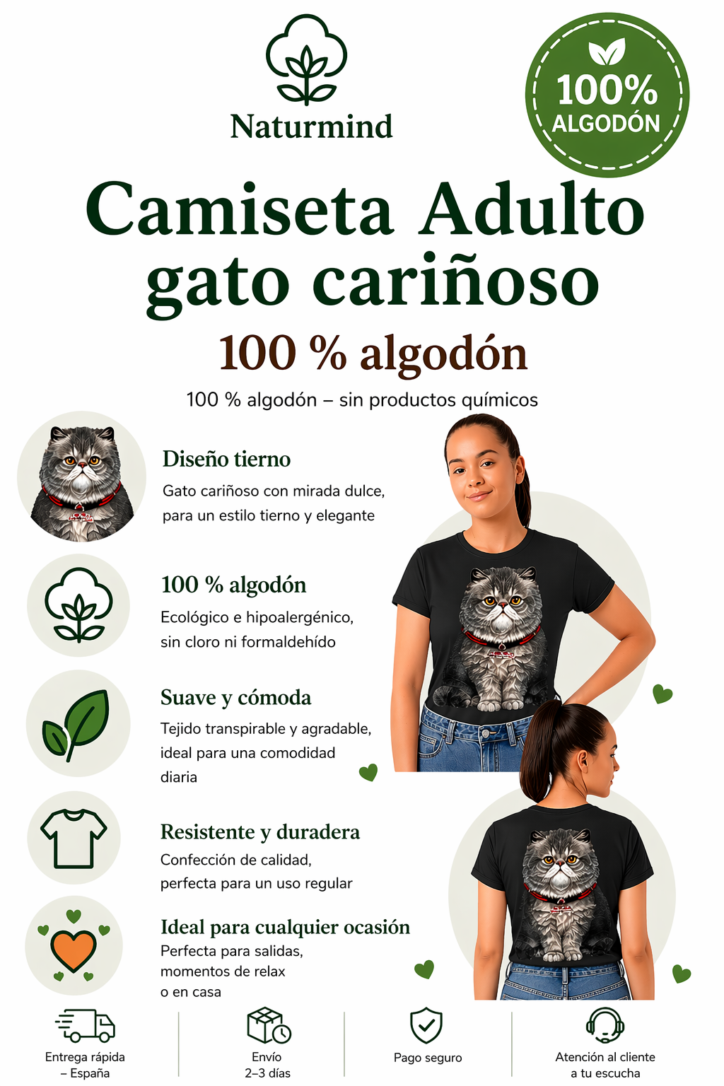 Camiseta Gato Adulto cariñoso