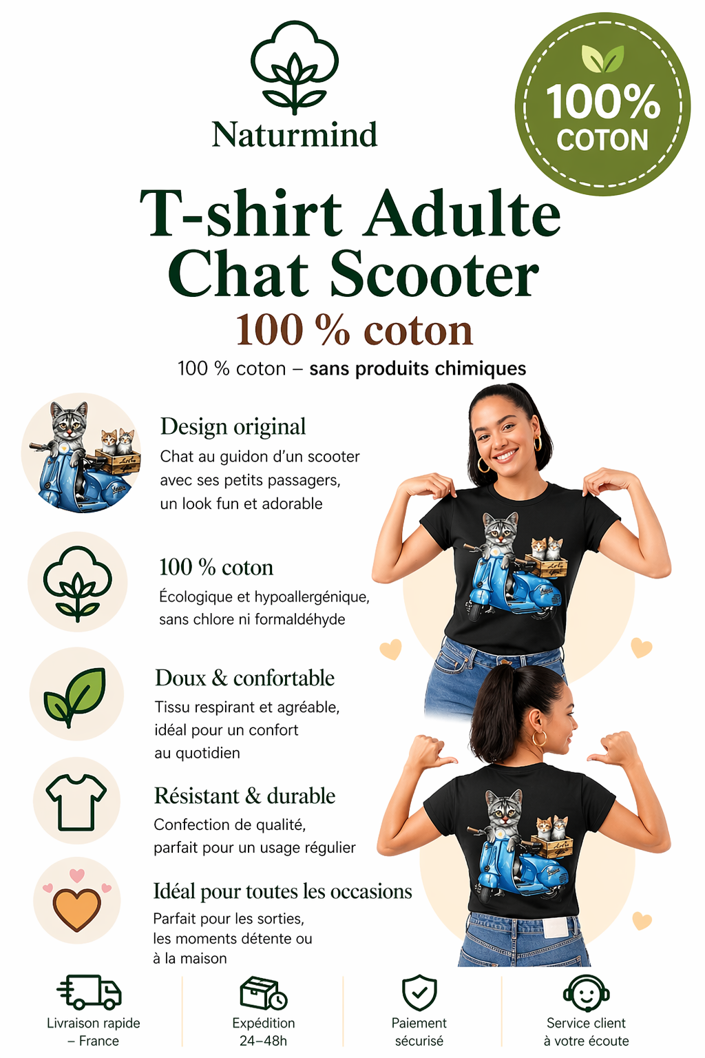 Camiseta de scooter para gato adulto