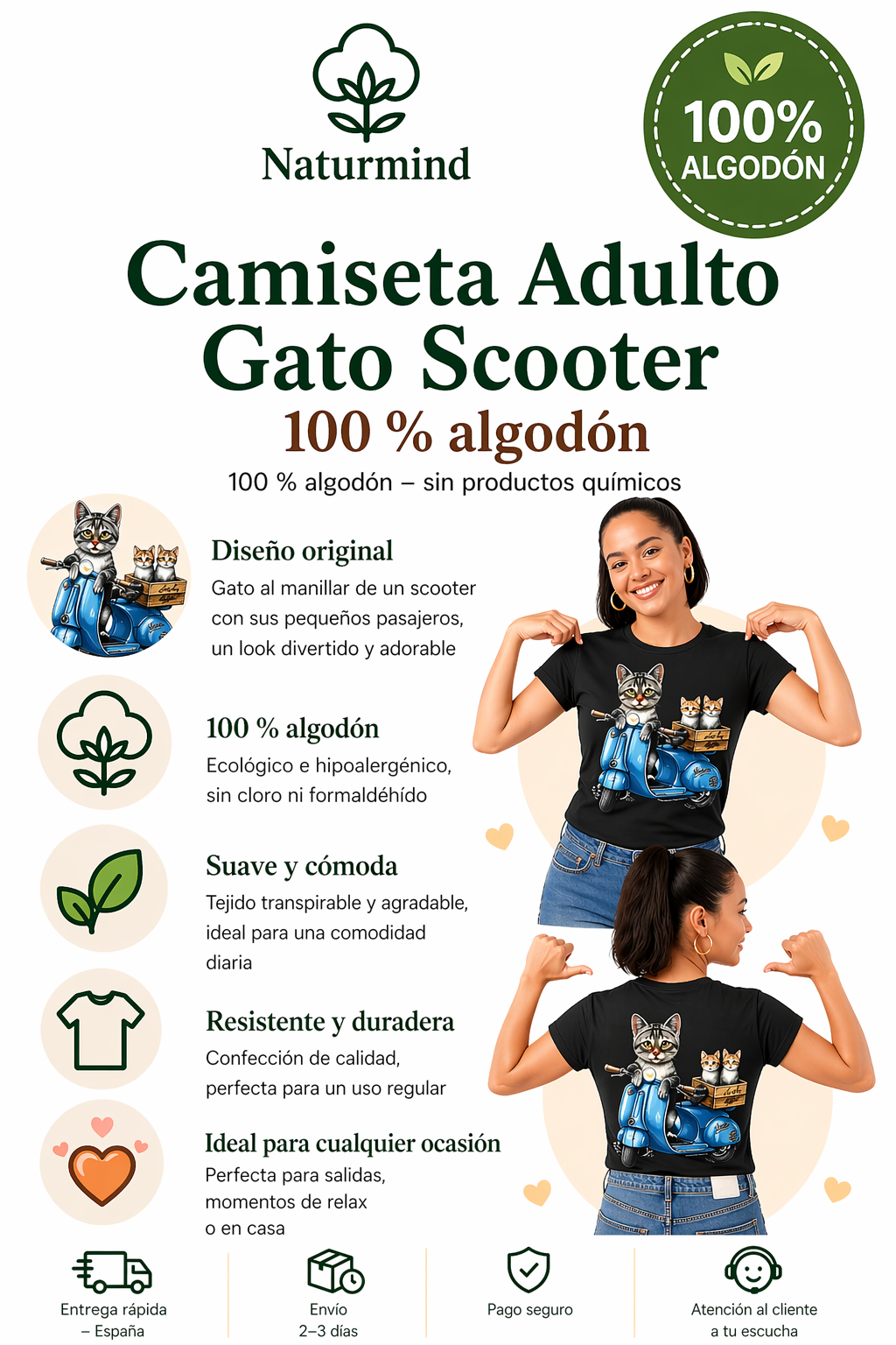 Camiseta de scooter para gato adulto